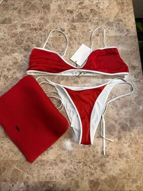 triangl swimwear Red and White Bikini Set